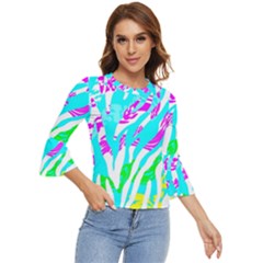 Animal Print Bright Abstract Bell Sleeve Top