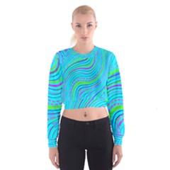 Pattern Swirl Pink Green Aqua Cropped Sweatshirt by Ndabl3x