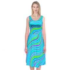 Pattern Swirl Pink Green Aqua Midi Sleeveless Dress by Ndabl3x