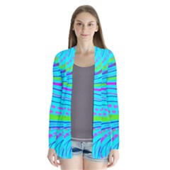 Pattern Swirl Pink Green Aqua Drape Collar Cardigan by Ndabl3x