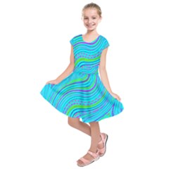 Pattern Swirl Pink Green Aqua Kids  Short Sleeve Dress by Ndabl3x