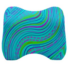 Pattern Swirl Pink Green Aqua Velour Head Support Cushion by Ndabl3x