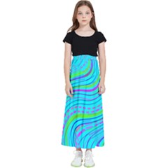 Pattern Swirl Pink Green Aqua Kids  Flared Maxi Skirt by Ndabl3x