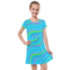 Pattern Swirl Pink Green Aqua Kids  Cross Web Dress by Ndabl3x