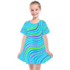 Pattern Swirl Pink Green Aqua Kids  Smock Dress by Ndabl3x