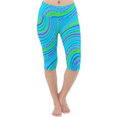 Pattern Swirl Pink Green Aqua Lightweight Velour Cropped Yoga Leggings by Ndabl3x