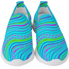 Pattern Swirl Pink Green Aqua Kids  Slip On Sneakers by Ndabl3x