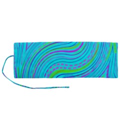 Pattern Swirl Pink Green Aqua Roll Up Canvas Pencil Holder (m) by Ndabl3x