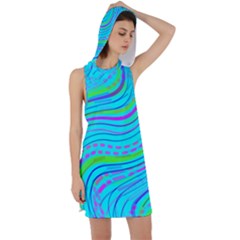 Pattern Swirl Pink Green Aqua Racer Back Hoodie Dress by Ndabl3x