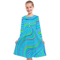 Pattern Swirl Pink Green Aqua Kids  Midi Sailor Dress by Ndabl3x