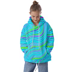 Pattern Swirl Pink Green Aqua Kids  Oversized Hoodie by Ndabl3x