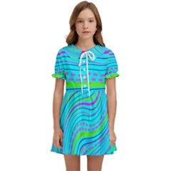 Pattern Swirl Pink Green Aqua Kids  Sweet Collar Dress by Ndabl3x