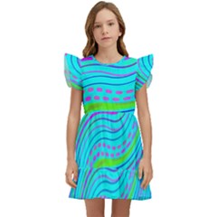 Pattern Swirl Pink Green Aqua Kids  Winged Sleeve Dress by Ndabl3x