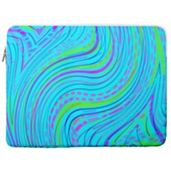 Pattern Swirl Pink Green Aqua 17  Vertical Laptop Sleeve Case With Pocket