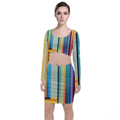 Colorful Rainbow Striped Pattern Stripes Background Top And Skirt Sets