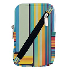 Colorful Rainbow Striped Pattern Stripes Background Belt Pouch Bag (large) by Ket1n9