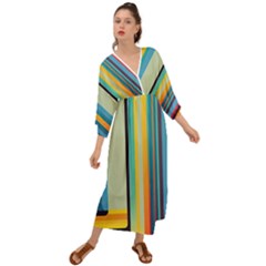 Colorful Rainbow Striped Pattern Stripes Background Grecian Style  Maxi Dress by Ket1n9