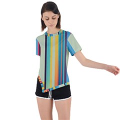 Colorful Rainbow Striped Pattern Stripes Background Asymmetrical Short Sleeve Sports T-shirt by Ket1n9