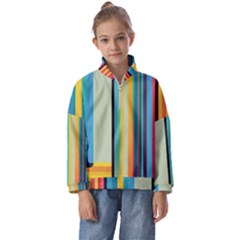 Colorful Rainbow Striped Pattern Stripes Background Kids  Half Zip Hoodie by Ket1n9