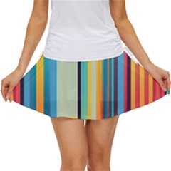 Colorful Rainbow Striped Pattern Stripes Background Women s Skort by Ket1n9