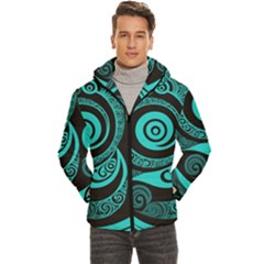 Koru Neon Teal Men s Hooded Quilted Jacket by Bhartitaylorart