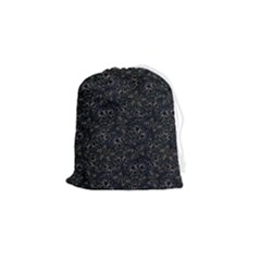 Midnight Blossom Elegance Black Backgrond Drawstring Pouch (small) by dflcprintsclothing