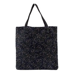 Midnight Blossom Elegance Black Backgrond Grocery Tote Bag by dflcprintsclothing