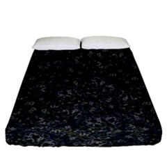 Midnight Blossom Elegance Black Backgrond Fitted Sheet (queen Size) by dflcprintsclothing