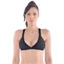 Midnight Blossom Elegance Black Backgrond Plunge Bikini Top View1