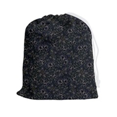 Midnight Blossom Elegance Black Backgrond Drawstring Pouch (2xl) by dflcprintsclothing