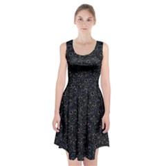 Midnight Blossom Elegance Black Backgrond Racerback Midi Dress by dflcprintsclothing