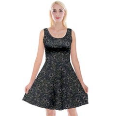 Midnight Blossom Elegance Black Backgrond Reversible Velvet Sleeveless Dress by dflcprintsclothing