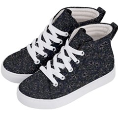 Midnight Blossom Elegance Black Backgrond Kids  Hi-top Skate Sneakers by dflcprintsclothing