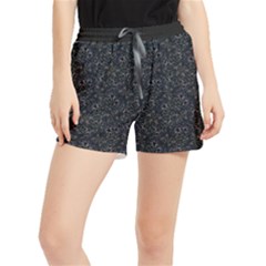 Midnight Blossom Elegance Black Backgrond Women s Runner Shorts by dflcprintsclothing