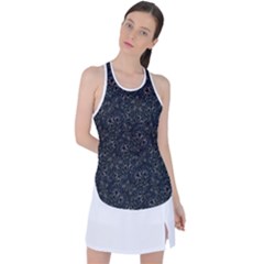 Midnight Blossom Elegance Black Backgrond Racer Back Mesh Tank Top by dflcprintsclothing