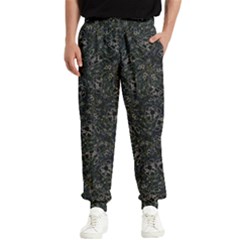 Midnight Blossom Elegance Black Backgrond Men s Elastic Waist Pants by dflcprintsclothing