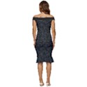 Midnight Blossom Elegance Black Backgrond Off Shoulder Ruffle Split Hem Bodycon Dress View4