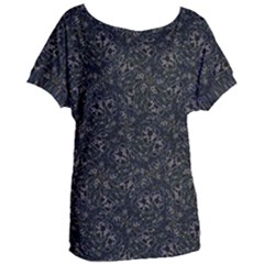 Midnight Blossom Elegance Black Backgrond Women s Oversized T-shirt by dflcprintsclothing