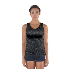 Midnight Blossom Elegance Black Backgrond Sport Tank Top  by dflcprintsclothing