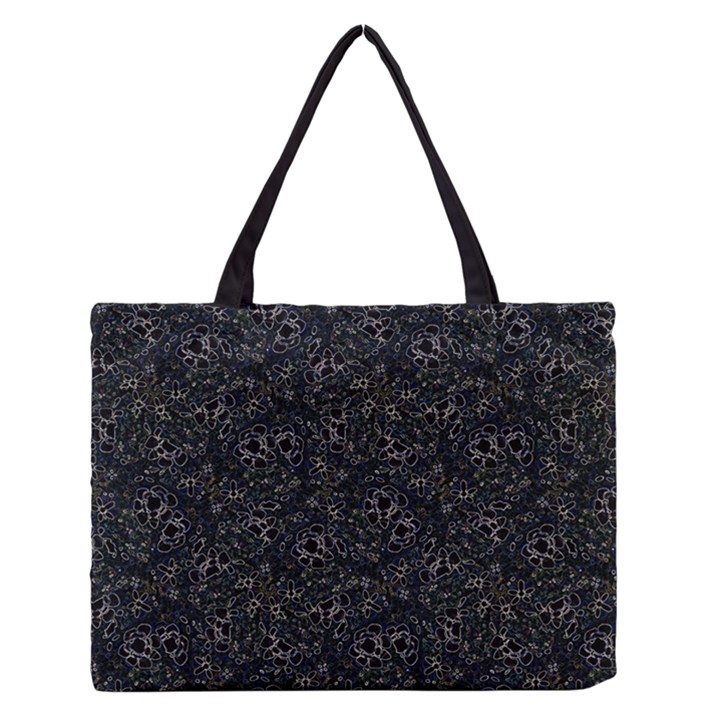 Midnight Blossom Elegance Black Backgrond Zipper Medium Tote Bag