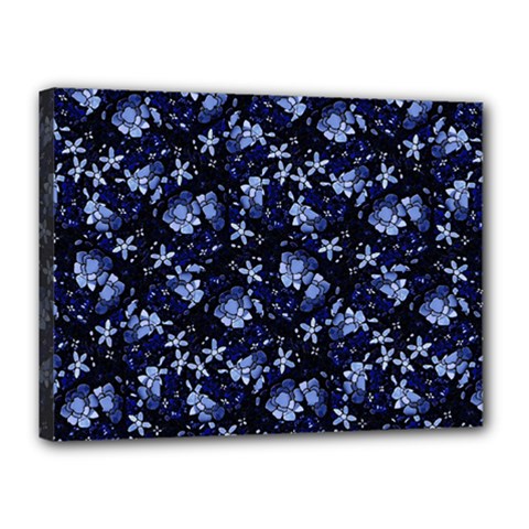 Stylized Floral Intricate Pattern Design Black Backgrond Canvas 16  X 12  (stretched) by dflcprintsclothing