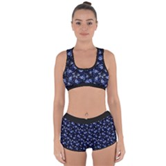 Stylized Floral Intricate Pattern Design Black Backgrond Racerback Boyleg Bikini Set by dflcprintsclothing