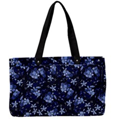 Stylized Floral Intricate Pattern Design Black Backgrond Canvas Work Bag by dflcprintsclothing