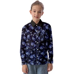 Stylized Floral Intricate Pattern Design Black Backgrond Kids  Long Sleeve Shirt by dflcprintsclothing