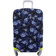 Stylized Floral Intricate Pattern Design Black Backgrond Luggage Cover (large) by dflcprintsclothing