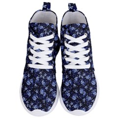 Stylized Floral Intricate Pattern Design Black Backgrond Women s Lightweight High Top Sneakers