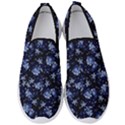 Stylized Floral Intricate Pattern Design Black Backgrond Men s Slip On Sneakers View1