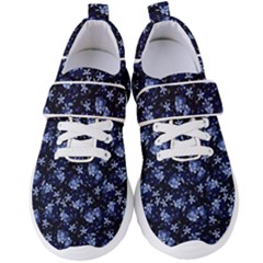 Stylized Floral Intricate Pattern Design Black Backgrond Women s Velcro Strap Shoes by dflcprintsclothing