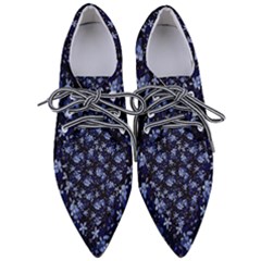 Stylized Floral Intricate Pattern Design Black Backgrond Pointed Oxford Shoes by dflcprintsclothing