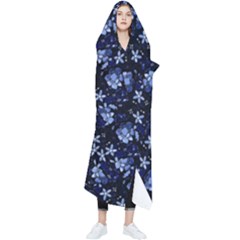 Stylized Floral Intricate Pattern Design Black Backgrond Wearable Blanket